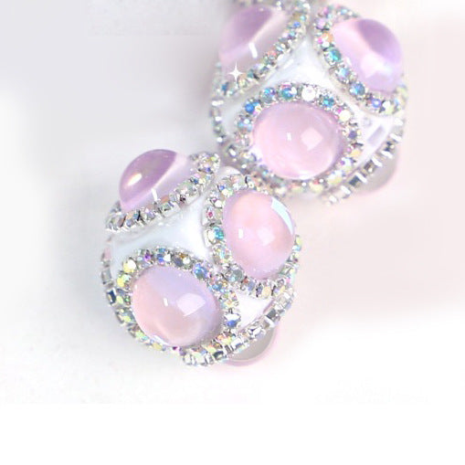 Wholesale of Six Sided Cat's Eye Stone Acrylic Inlaid Diamond Beads